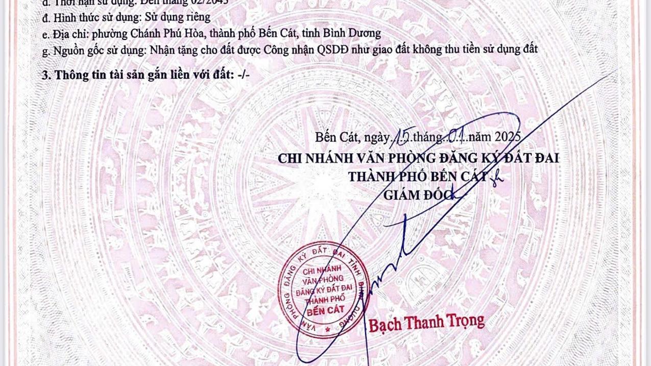 Bán đất nền Chánh Phú Hòa Bến Cát Bình Dương 5m x 68m có sổ hồng