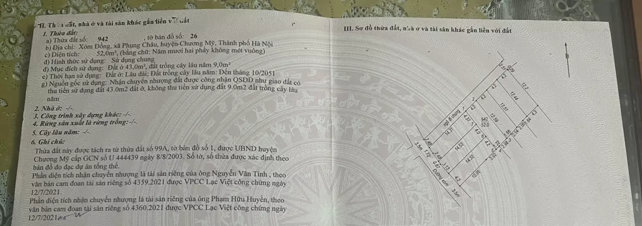 Chính chủ e cần bán lô 52m đất phượng đồng, phụng châu, chương mỹ ,hà nội , đường 5m oto .