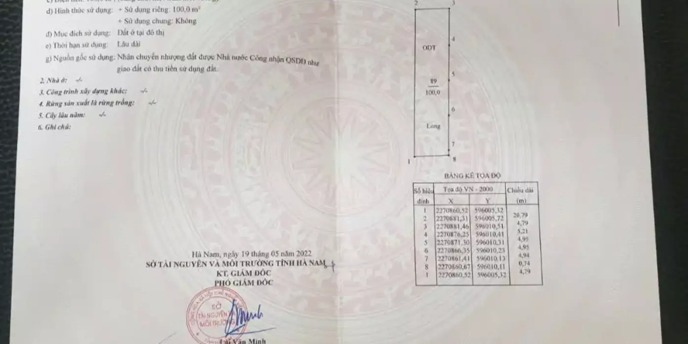 LÔ ĐẤT TẠI PHƯỜNG THANH CHÂU - TP.PHỦ LÝ - HÀ NAM.