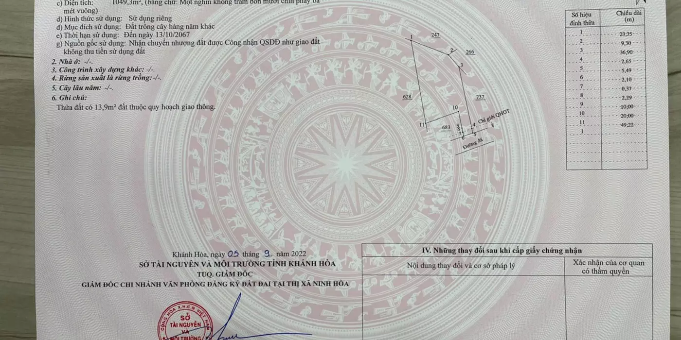Kẹt Tiền cần Bán đất Ninh Sim, Ninh Hòa, Mặt tiền đường đống đa, cạnh KCN Ninh Xuân 1049m giá 650tr