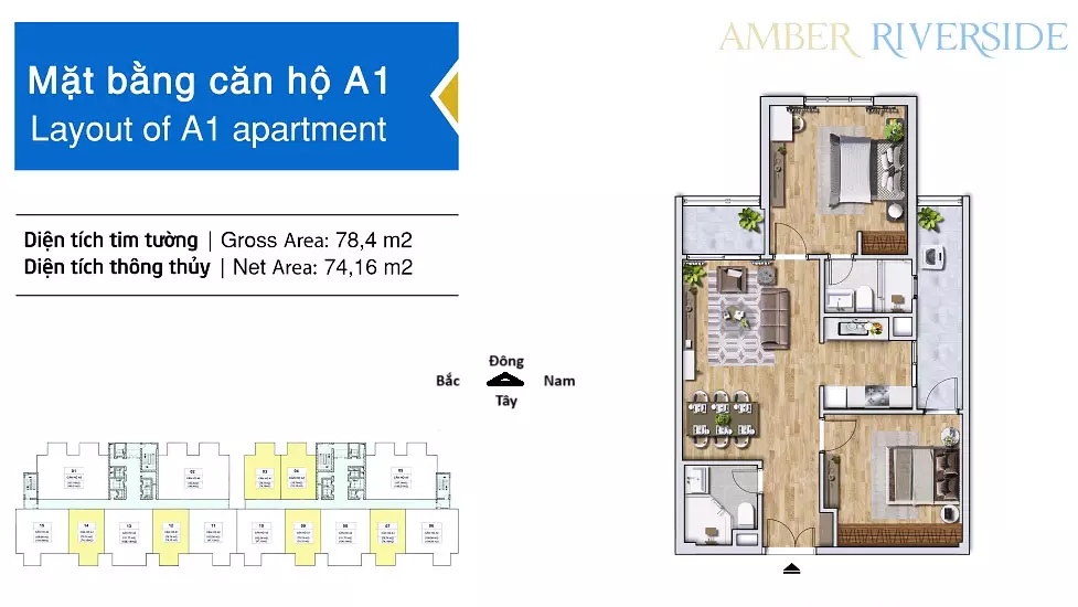 Chính chủ bán căn hộ 02 ngủ hướng đông - Chung cư Amber Riverside, Minh Khai, Hà Nội
