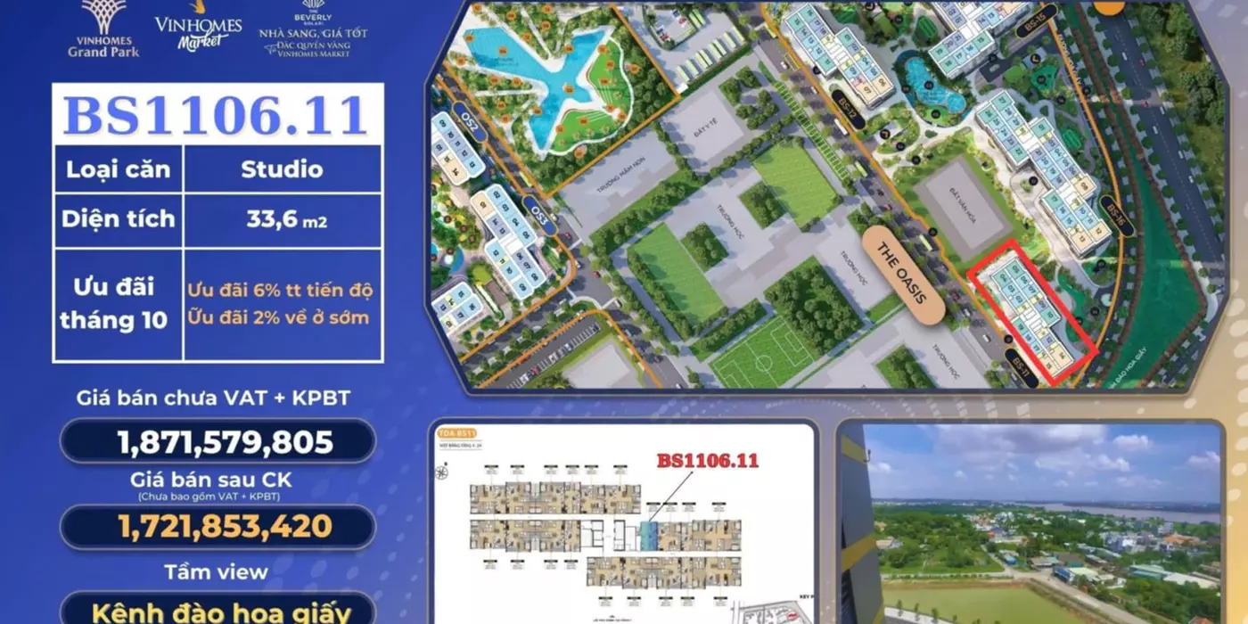 Bán căn studio đẹp nhất giỏ hàng chủ đầu tư vinhomes.