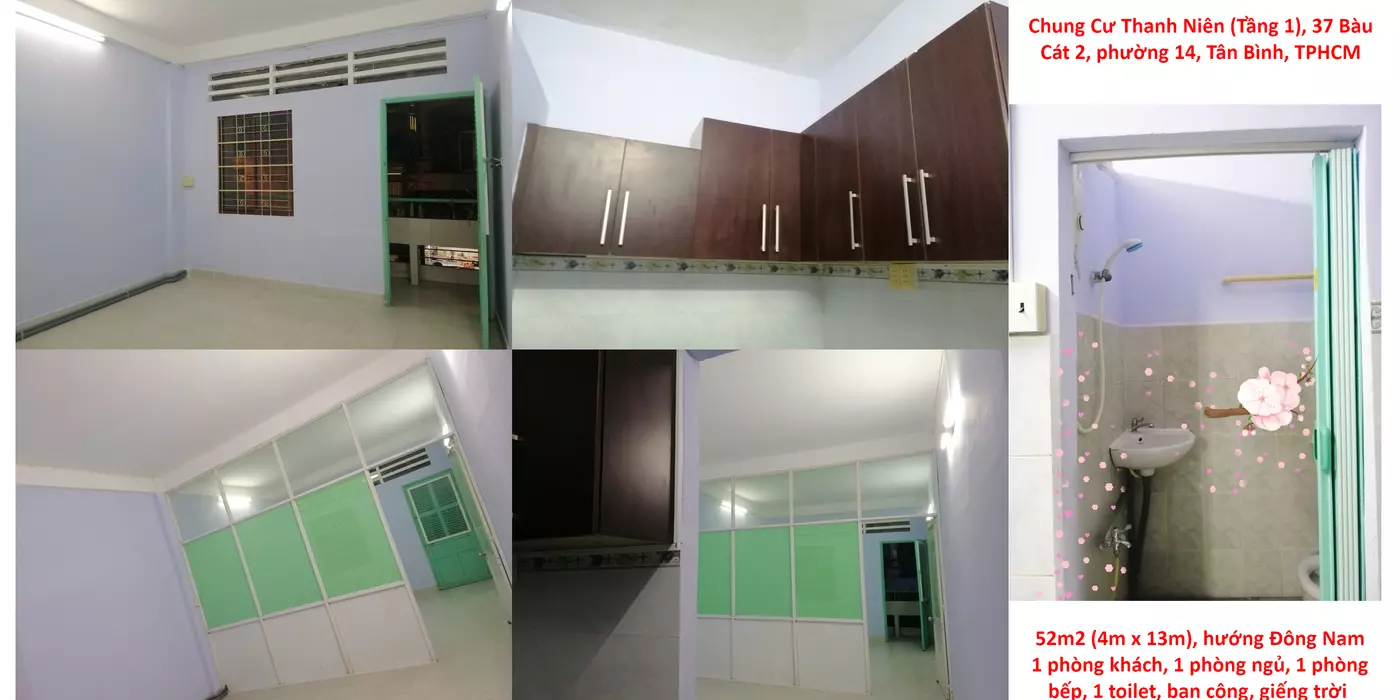 CHO THUÊ CĂN HỘ CHUNG CƯ THANH NIÊN TÂN BÌNH 6.5 TRIỆU