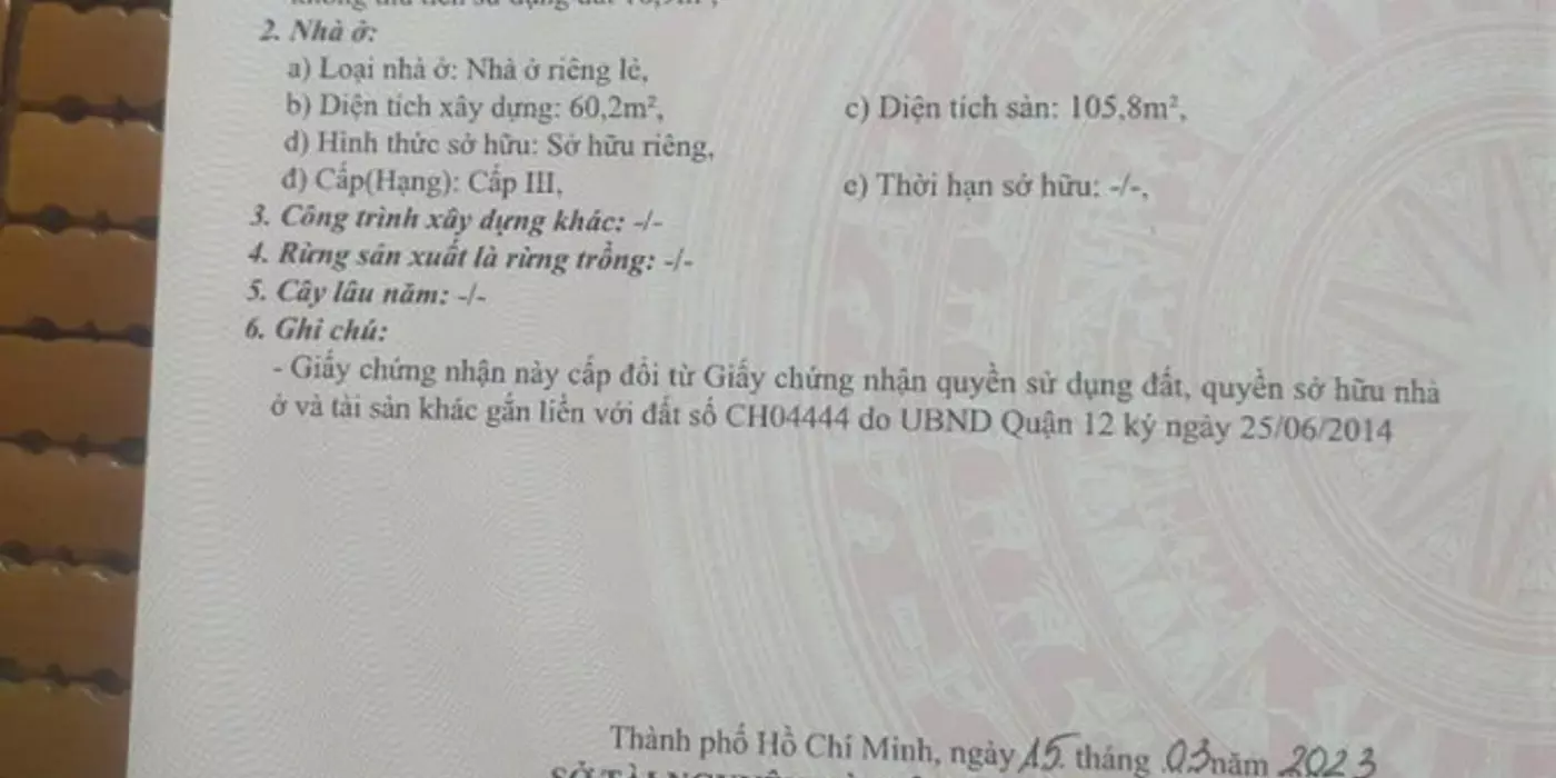 Chính chủ bán nhà số 309/9 đường Lê Văn Khương, Phường Thới An, Quận 12
