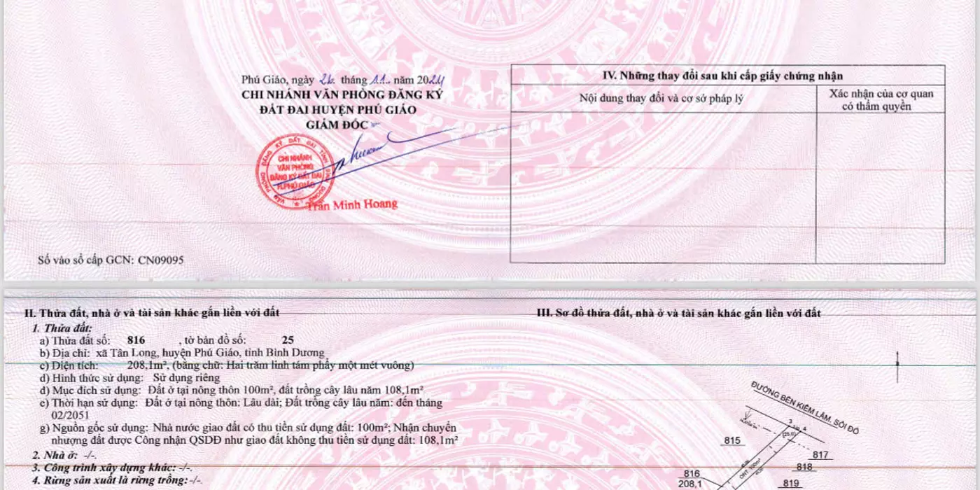BÁN 250M2 ĐẤT, TÂN LONG – PHÚ GIÁO - THỔ CƯ, SỔ SẴN, ĐƯỜNG NHỰA NGAY CAO TỐC HCM – TDM – CHƠN THÀNH