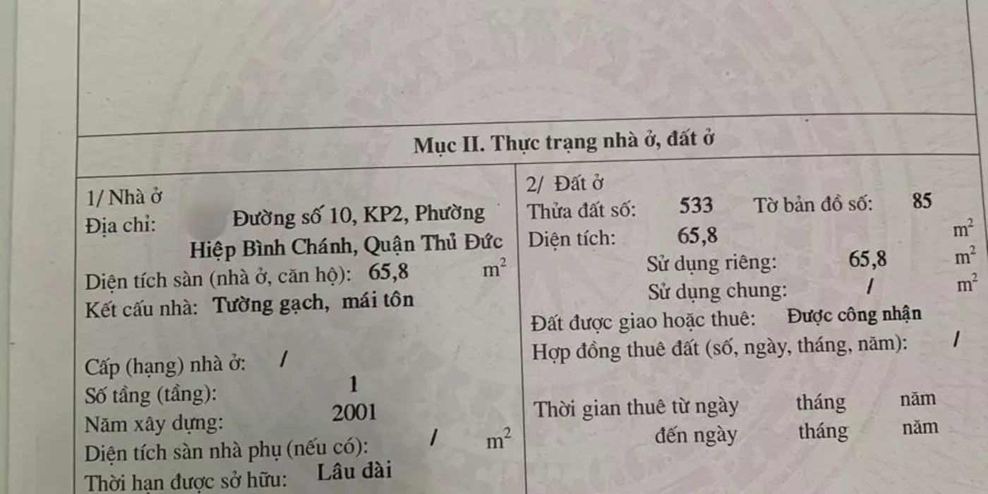 Bán gấp mặt tiền đường số 10 - Hiệp Bình Chánh. nhà cấp 4 - 2PN 1WC đang cho thuê 8 triệu/tháng
