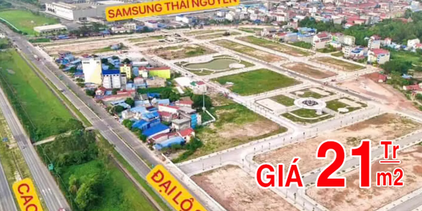 Đất nền 135m2 MT 7,5m cạnh nhà máy Samsung Thái Nguyên 100.000 nhân công