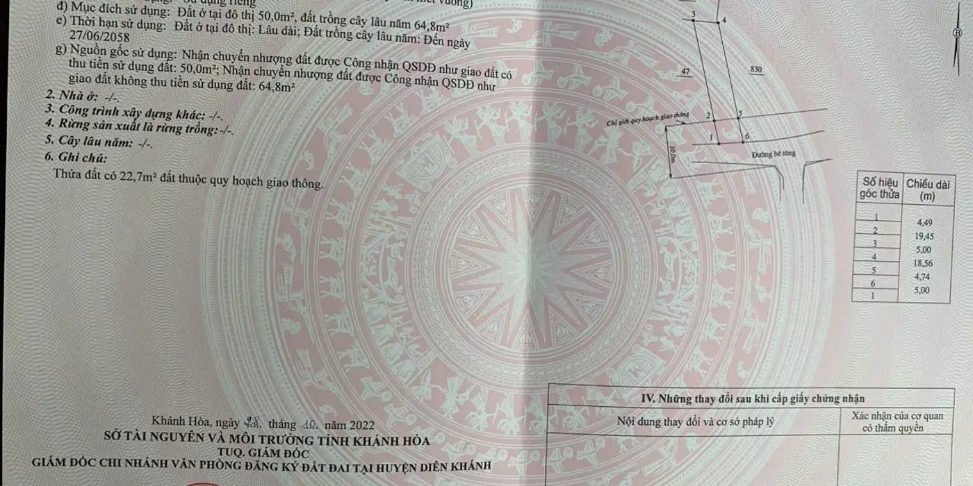 Cuối năm xả lỗ lô Thị Trấn Diên Khánh chỉ còn 1 tỷ 120 triệu