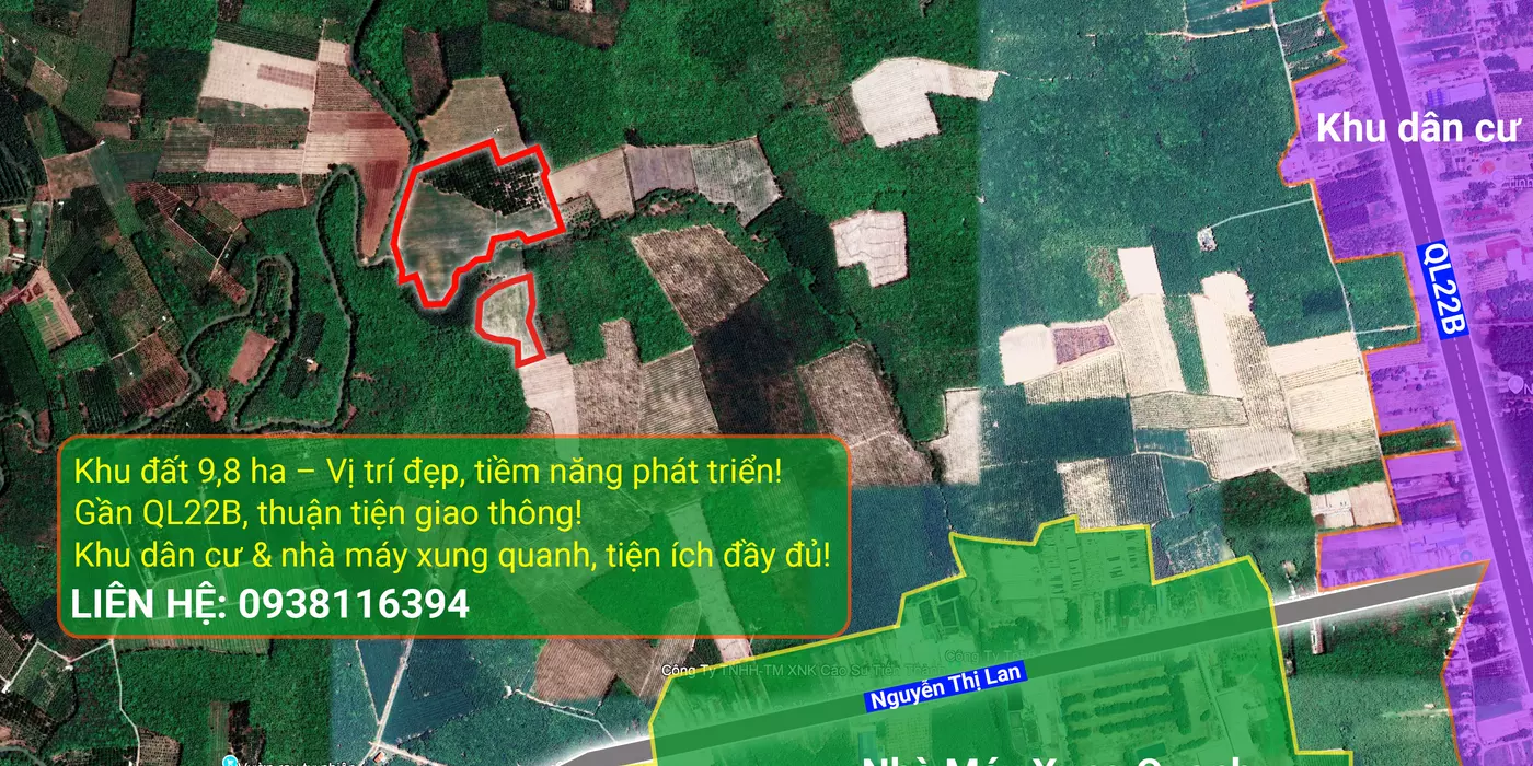 BÁN ĐẤT 9,8HA TÂY NINH – GIÁ CHỈ 31 TỶ, CƠ HỘI ĐẦU TƯ SINH LỜI!
