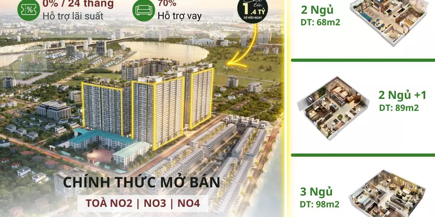 Độc quyền! Quỹ căn 2 - 3 ngủ giá cực tốt ký trực tiếp CĐT Hà Nội Melody chỉ 53tr/m2 view hồ đẹp