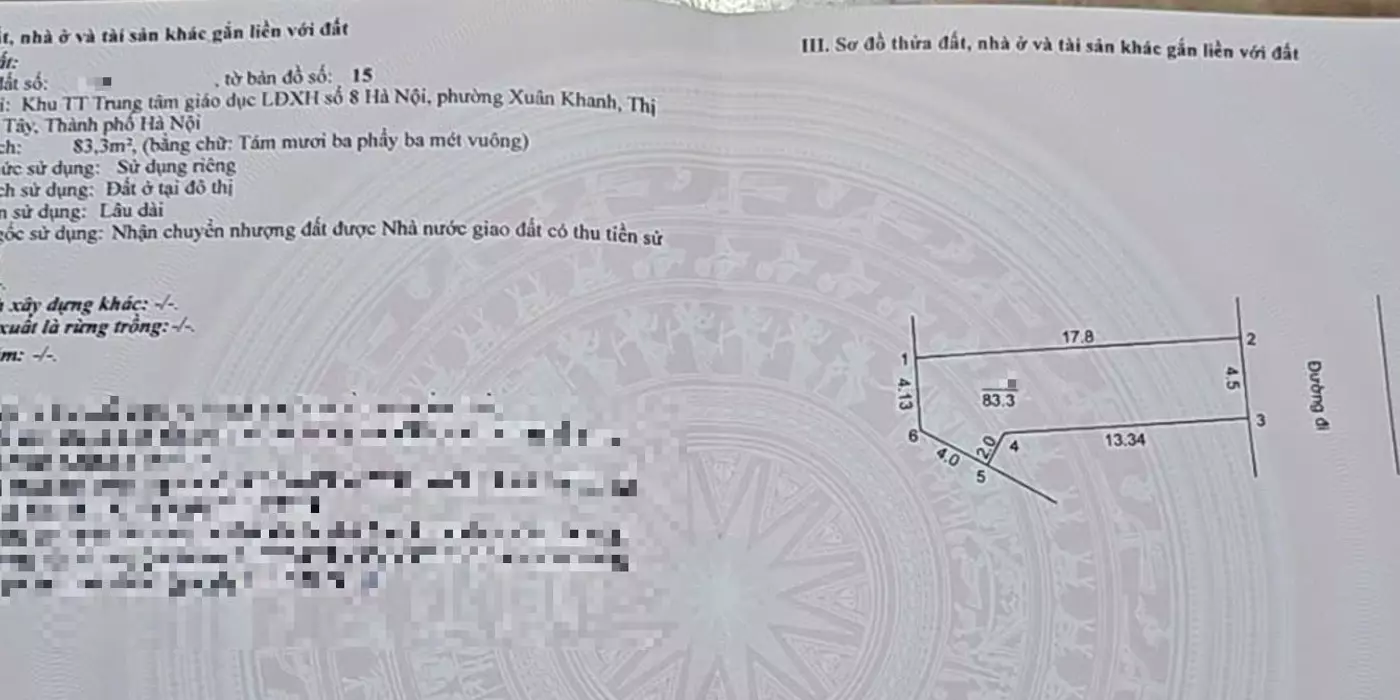 Bán đất tại đường 87, Xuân Khanh, Sơn Tây, Hà Nội, giá siêu hời 1,2 tỷ, 83,3m2