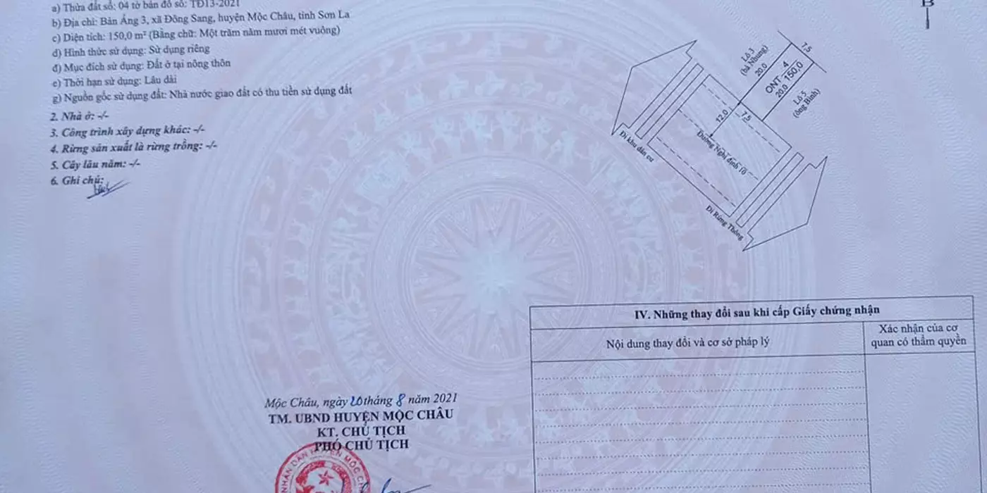 Bán lô đất 150m full ONT Rừng Thông Bản Áng, Mộc Châu
