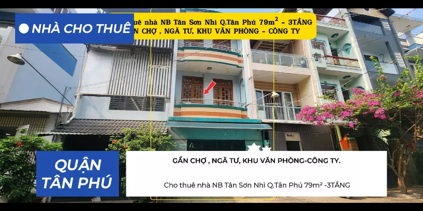 Cho thuê nhà NB Tân Sơn Nhì Q.Tân Phú 79m² -3TẦNG- 20Triệu