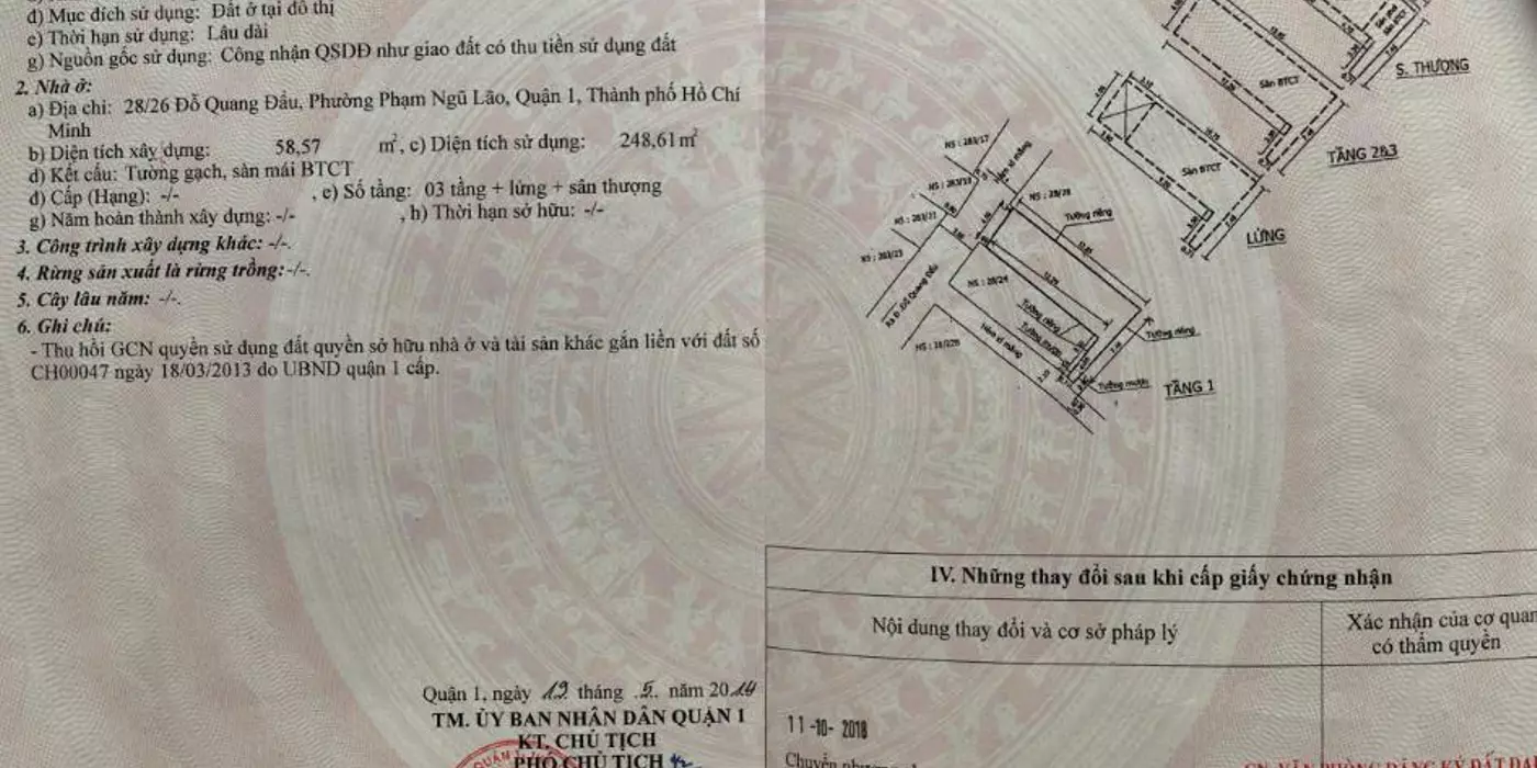 CHÍNH CHỦ CẦN BÁN NHÀ TẠI QUẬN 1 - TP HỒ CHÍ MINH