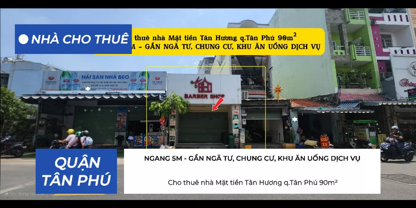 Cho thuê nhà Mặt tiền Tân Hương q.Tân Phú 90m², 16Triệu - KHU DỊCH VỤ SẦM UẤT