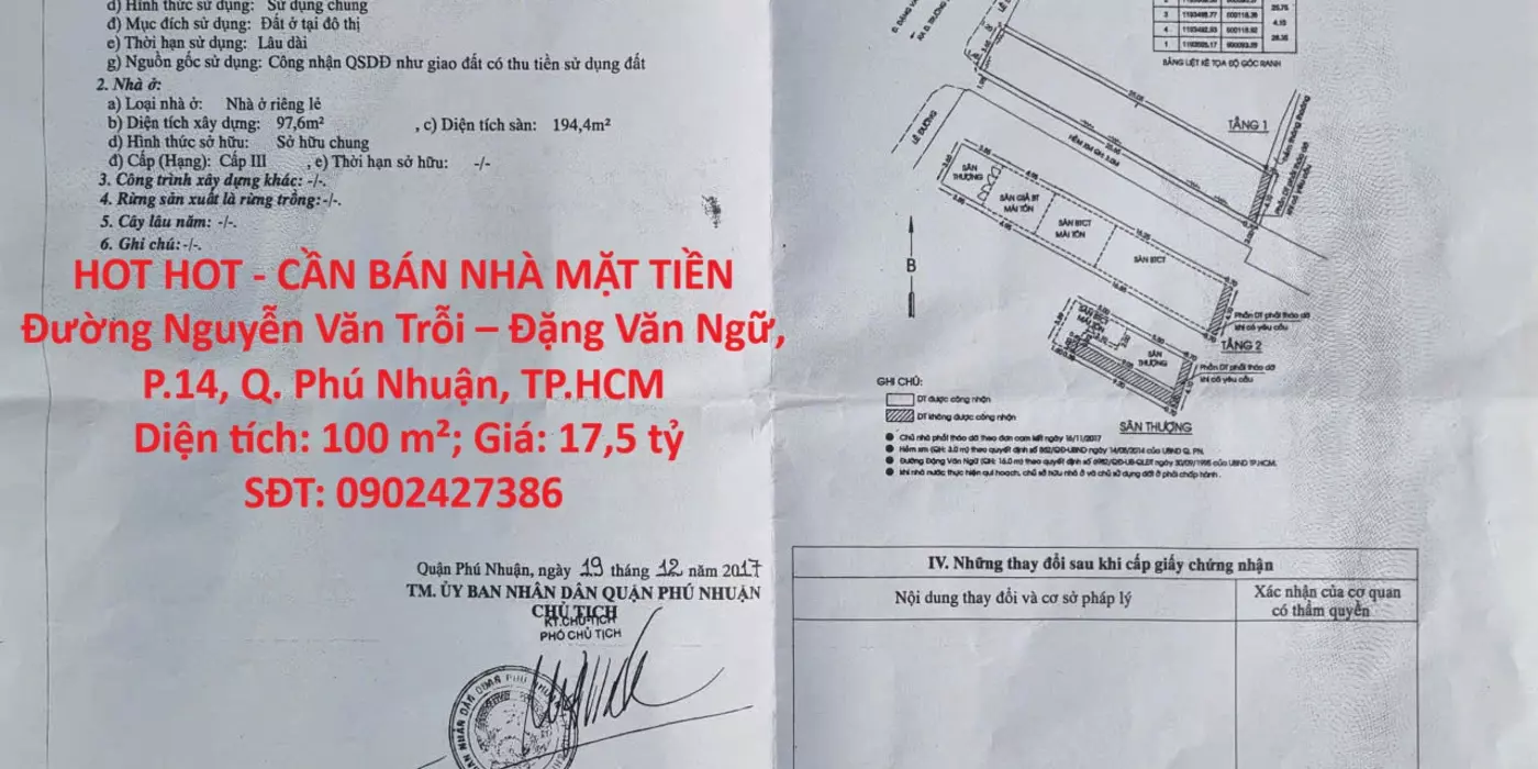 HOT HOT - CẦN BÁN NHÀ MẶT TIỀN Đường Nguyễn Văn Trỗi – Đặng Văn Ngữ, P.14, Q. Phú Nhuận, TP.HCM