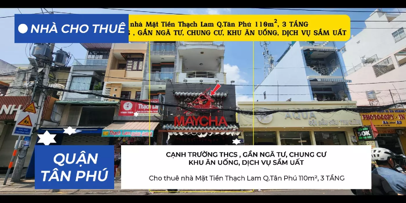 Cho thuê nhà Mặt Tiền Thạch Lam Q.Tân Phú 110m²,3TẦNG, 35Triệu - CẠNH TRƯỜNG HỌC, NGÃ TƯ