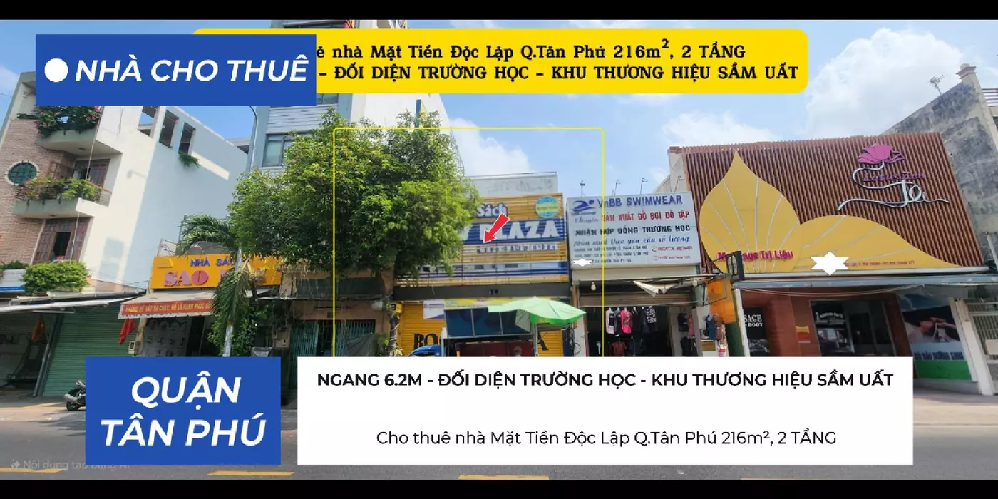 Cho thuê nhà Mặt Tiền Độc Lập Q.Tân Phú 216m²,2TẦNG - 38Triệu - ĐỐI DIỆN TRƯỜNG HỌC