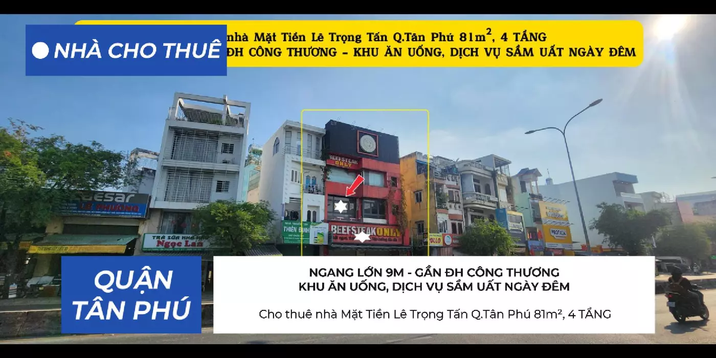 Cho thuê nhà Mặt Tiền Lê Trọng Tấn Q.Tân Phú 81m²,4 TẦNG, 59Triệu - CẠNH ĐH CÔNG THƯƠNG