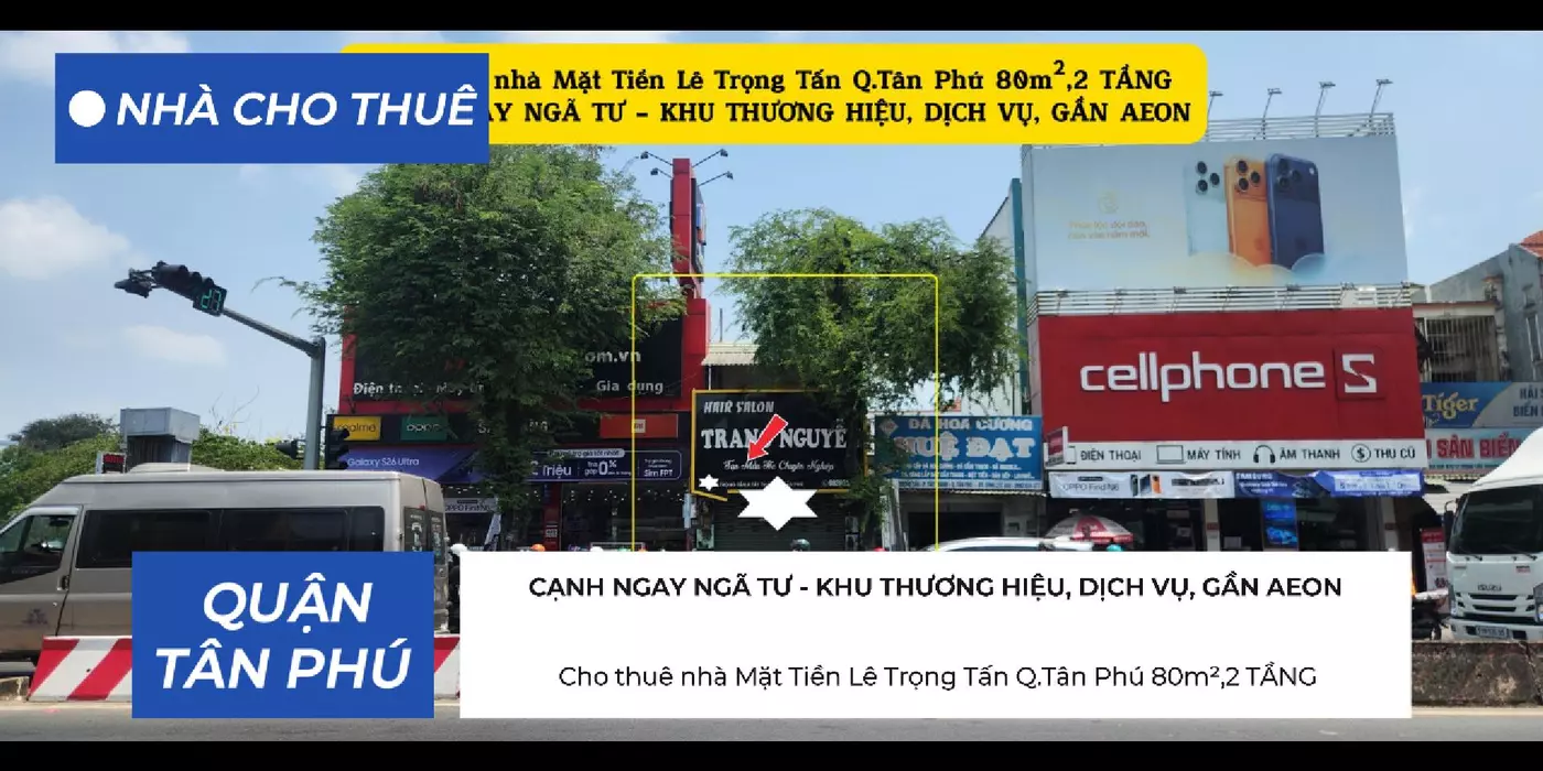 Cho thuê nhà Mặt Tiền Lê Trọng Tấn Q.Tân Phú 80m²,2TẦNG - 18Triệu - NGAY NGÃ TƯ