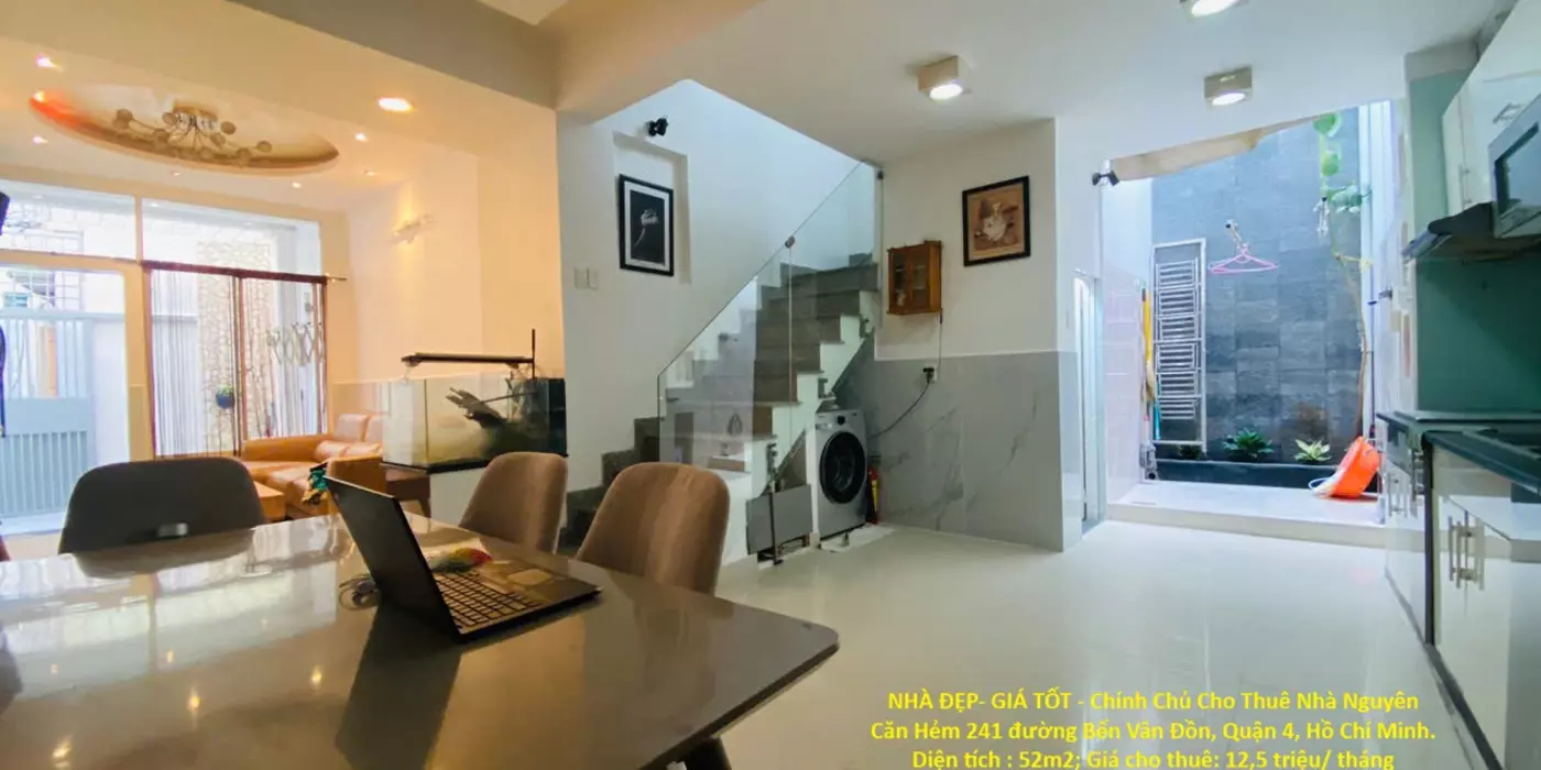 NHÀ ĐẸP- GIÁ TỐT - Chính Chủ Cho Thuê Nhà Nguyên Căn Hẻm 241 đường Bến Vân Đồn, Quận 4, Hồ Chí