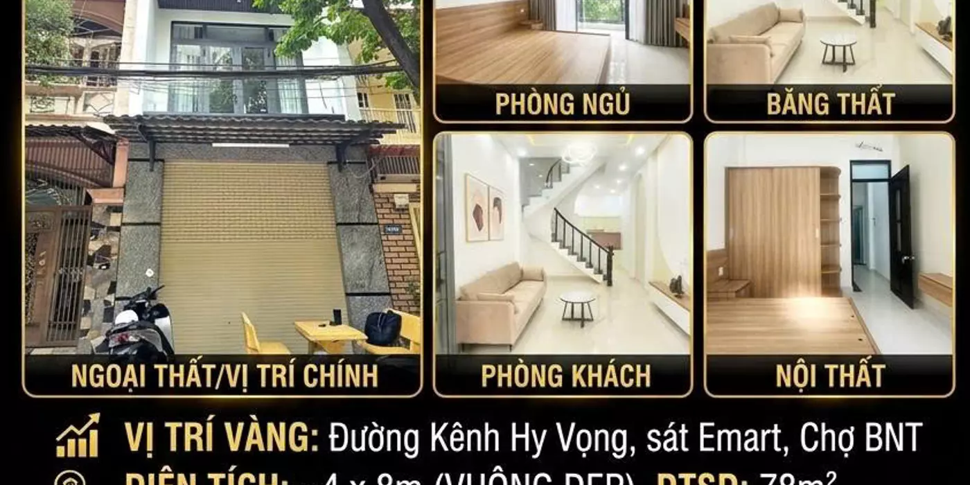 NHÀ ĐẸP 4 TẦNG MẶT TIỀN KÊNH HY VỌNG - 118/90/67E PHAN HUY ÍCH - GẦN CHỢ - GẦN SIÊU THỊ EMART -