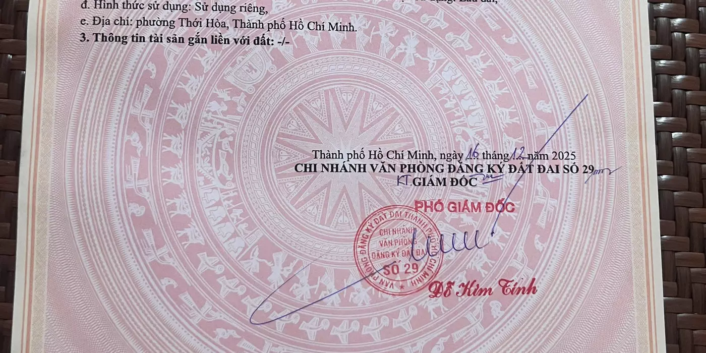 CHÍNH CHỦ CẦN BÁN ĐẤT THỔ CƯ - PHƯỜNG THỚI HÒA, TP. HỒ CHÍ MINH