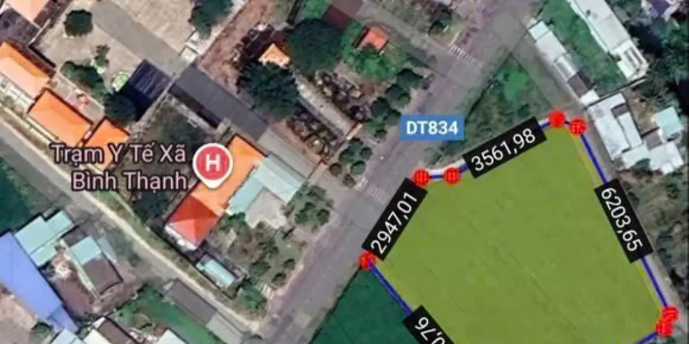 Bán đất lúa mặt tiền ĐT 834 , Bình Thạnh , Thủ Thừa dt 5200m2 giá 17 tỷ