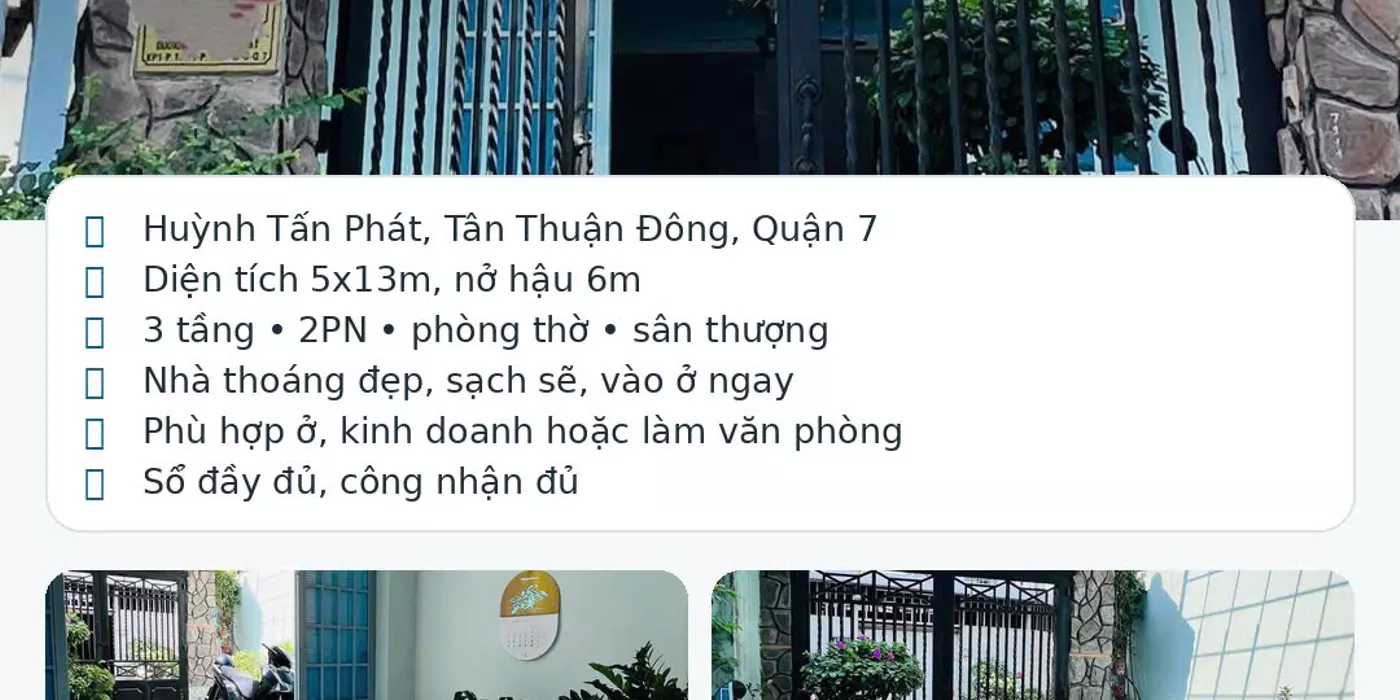 NHÀ 3 TẦNG MẶT TIỀN 1 SẸC NAM LONG Q7 – 6,9 TỶ TL