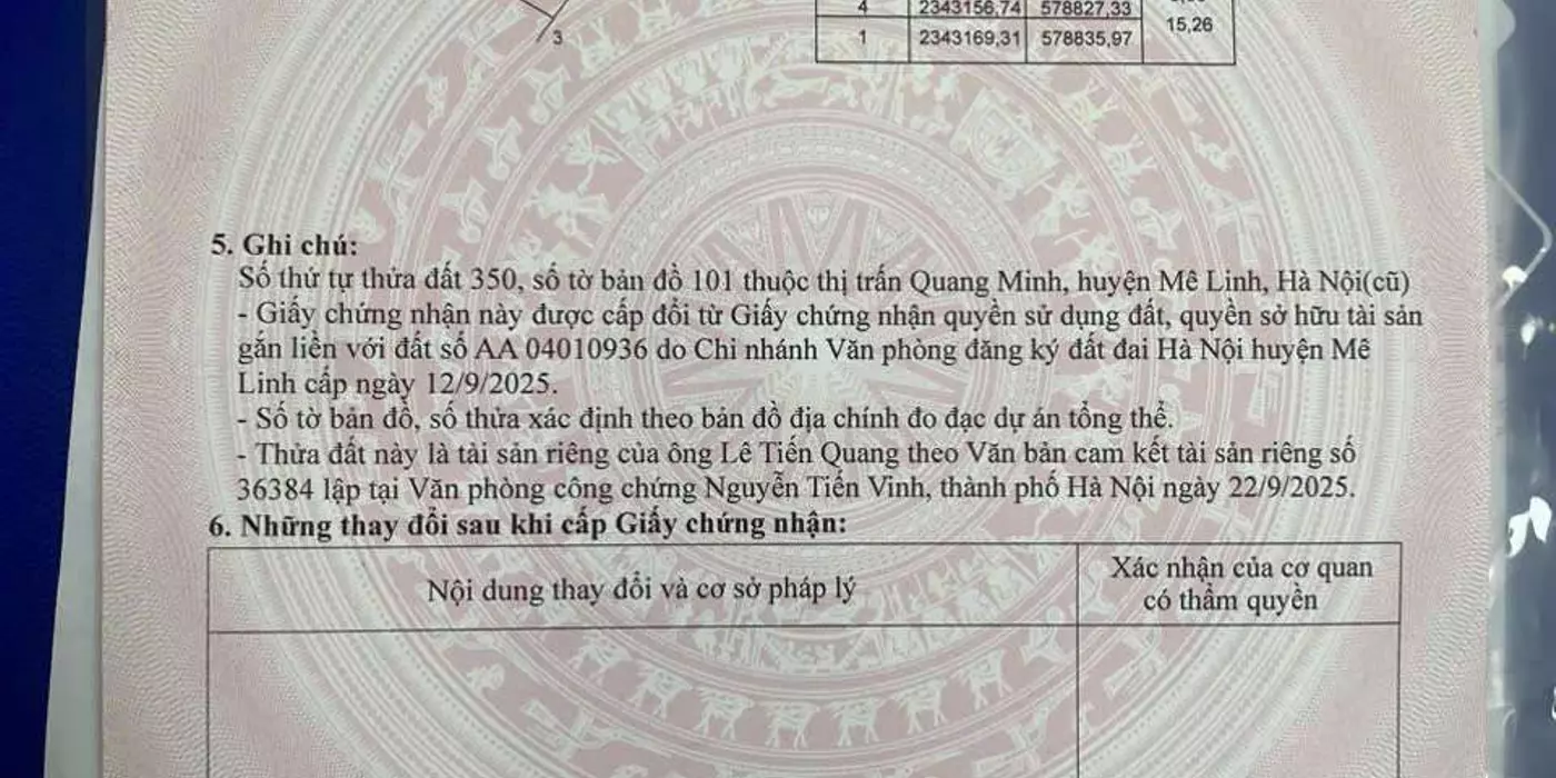 BÁN ĐẤT ĐẸP QUANG MINH 76M² – MẶT TIỀN 5M – GẦN KCN QUANG MINH - DÒNG TIỀN