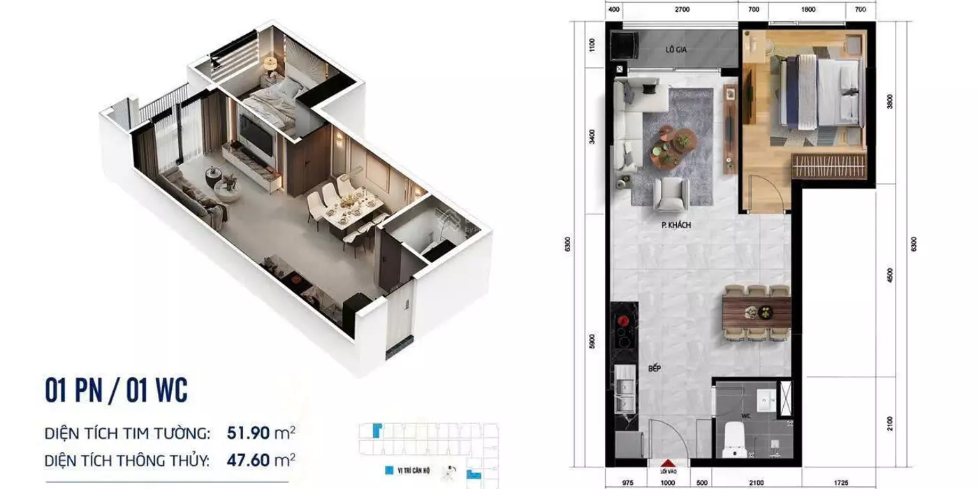 Chính chủ bán nhanh 1PN+1 (41.28m2) giá 2ty đã TT 30%