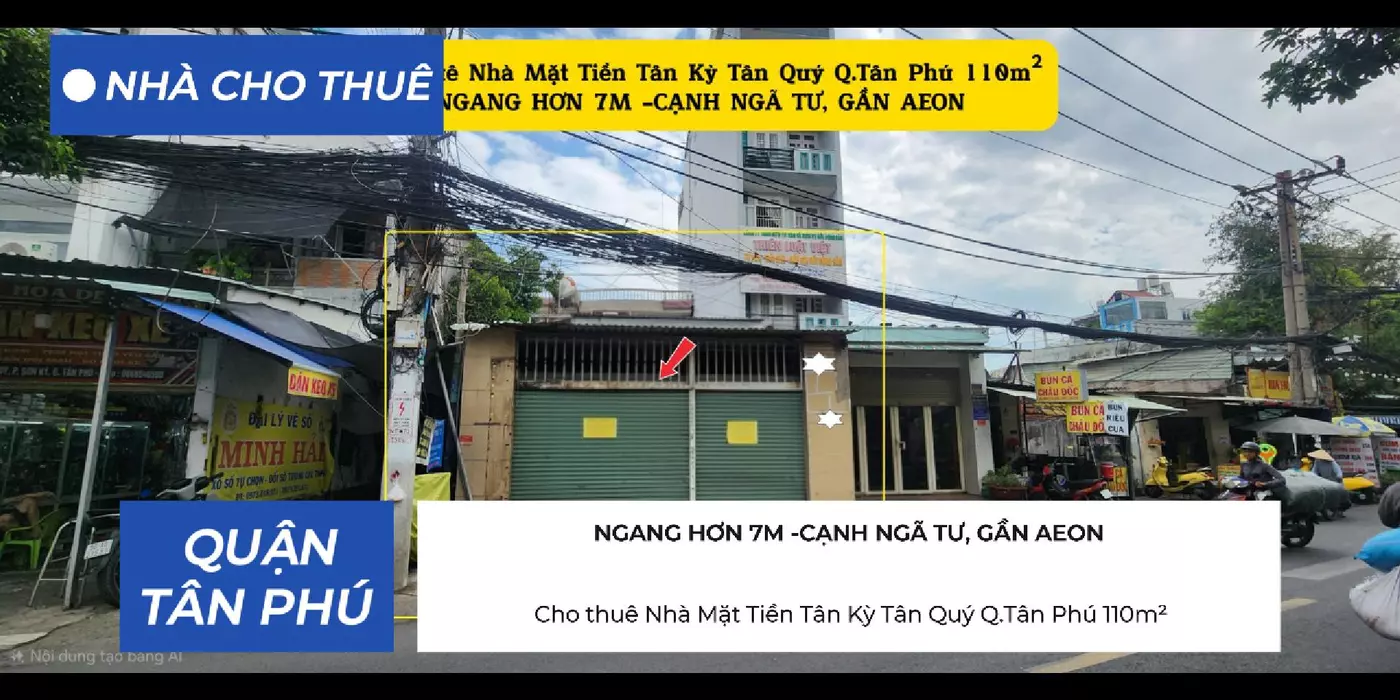 Cho thuê Nhà Mặt Tiền Tân Kỳ Tân Quý Q.Tân Phú 110m², CẠNH NGÃ TƯ, GẦN AEON