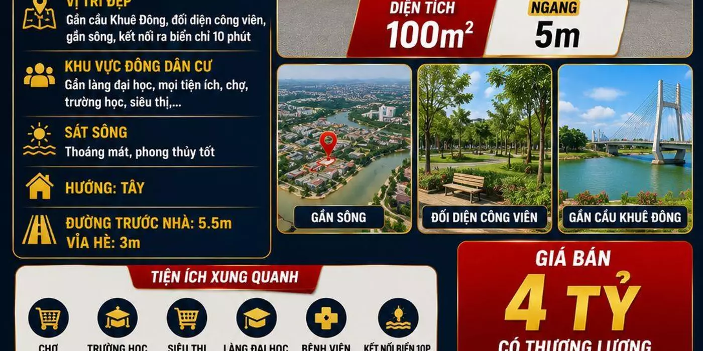 Chính chủ cần bán Lô đất Khu Bá Tùng - Đường Ban Ban 5 - Ngũ Hành Sơn - Giá 4 tỷ tl