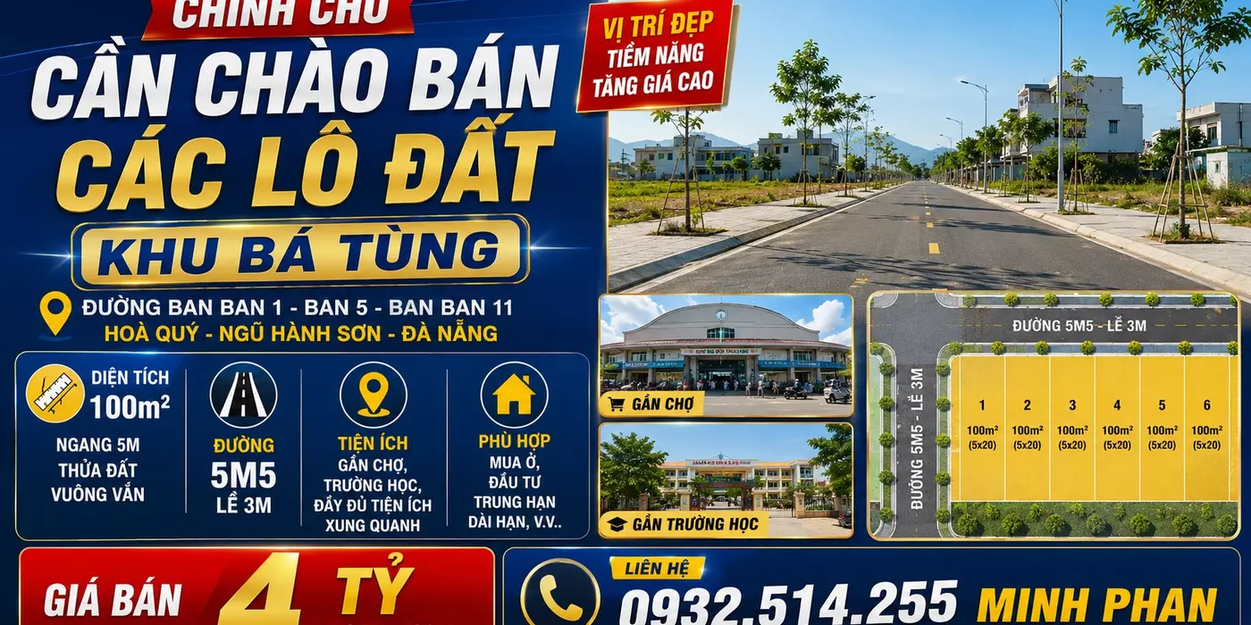 Bán đất TĐC Bá Tùng đường Ban Ban 1, Hòa Quý, Ngũ Hành Sơn, chỉ 4 tỷ Tl
