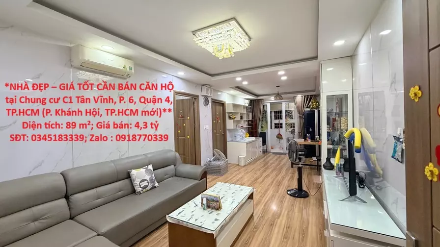 **NHÀ ĐẸP – GIÁ TỐT CẦN BÁN CĂN HỘ tại Chung cư C1 Tân Vĩnh, P. 6, Quận 4, TP.HCM (P. Khánh Hội,