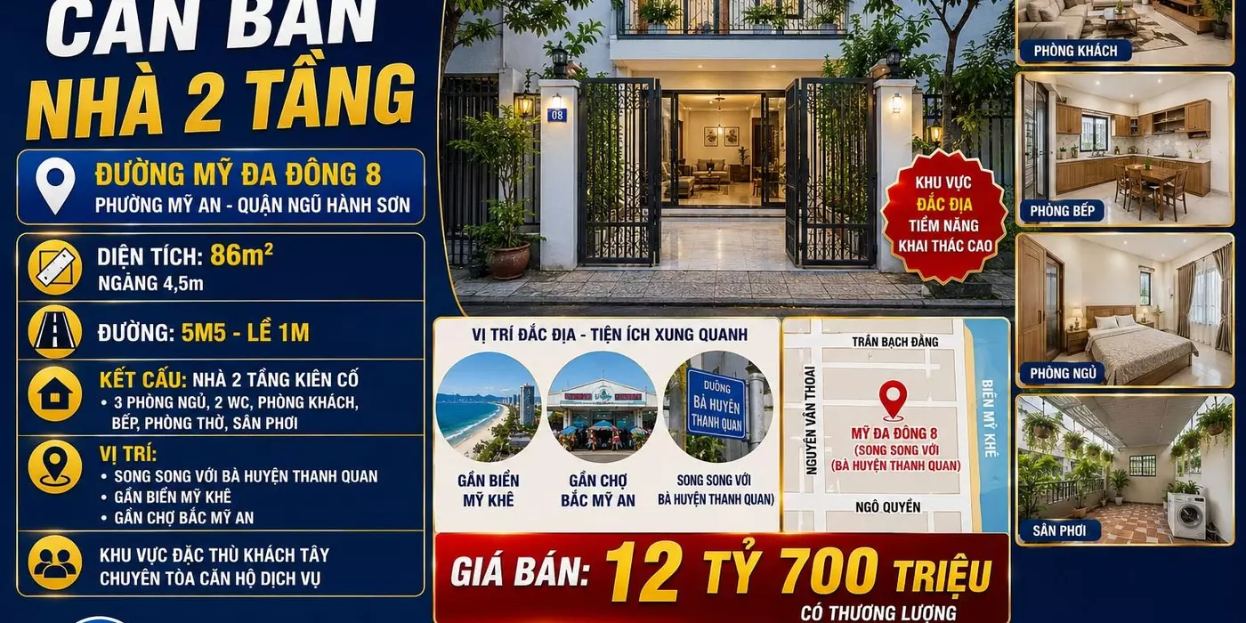 Chính chủ bán nhà 2 tầng Mỹ Đa Đông 8 - Gần Biển - Mỹ An - Ngũ Hành Sơn - Giá  Rẻ.