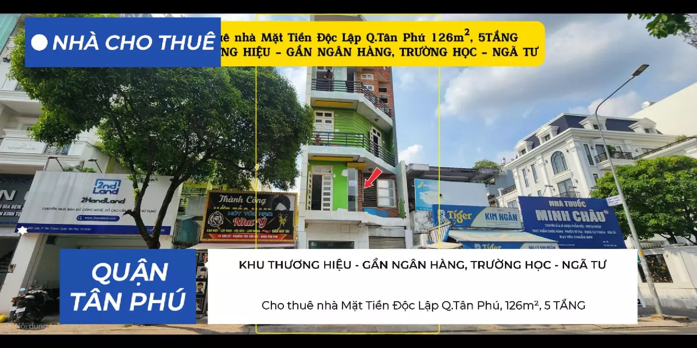 Cho thuê nhà Mặt Tiền Độc Lập Q.Tân Phú 126m², 5TẦNG - KHU THƯƠNG HIỆU