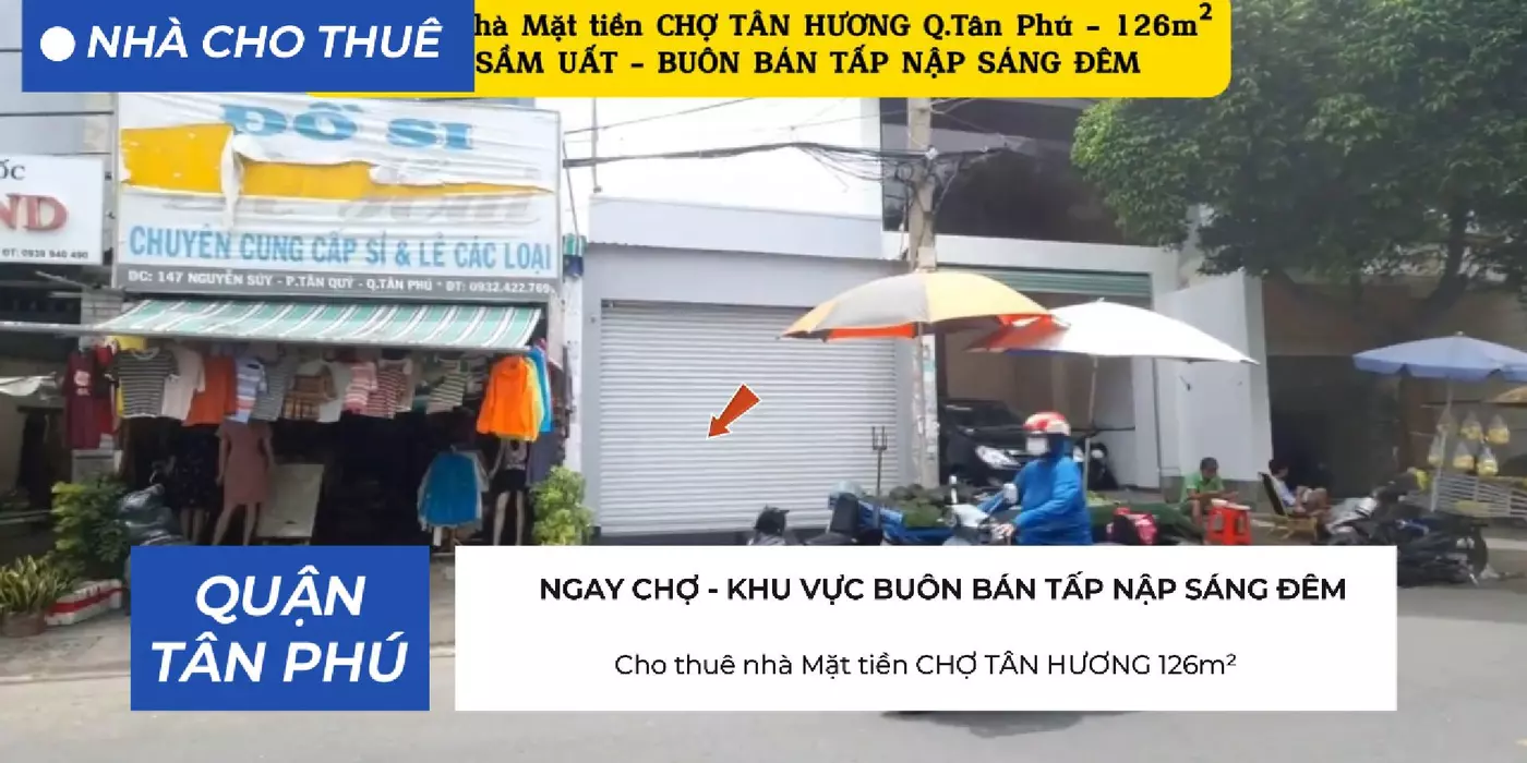 Cho thuê Nhà Mặt Tiền CHỢ TÂN HƯƠNG Q.Tân Phú 126m², 20Triệu