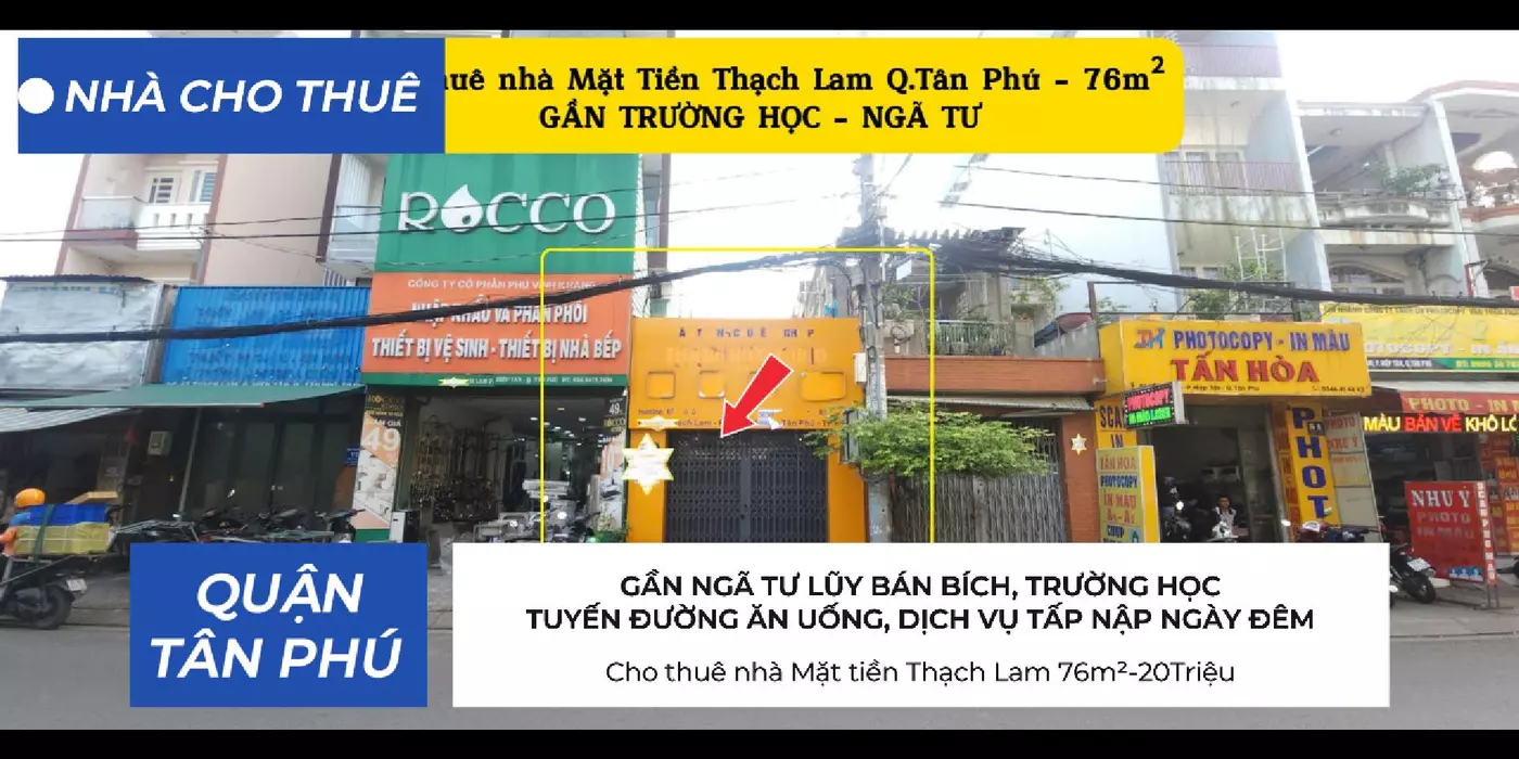 Cho Thuê Nhà Mặt Tiền Thạch Lam Q.Tân Phú 80m², 20Triệu - KHU DỊCH VỤ SẦM UẤT