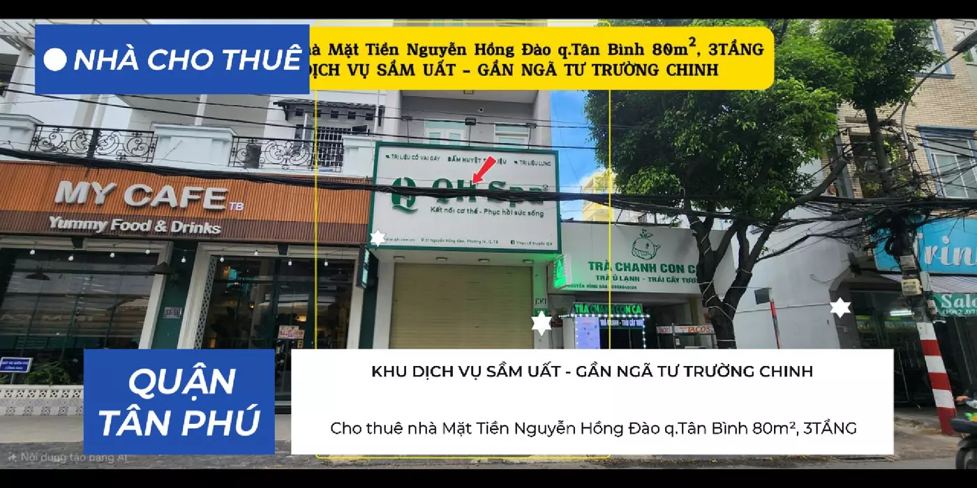 Cho thuê nhà mặt tiền Nguyễn Hồng Đào q.Tân Bình 80m², 3TẦNG - KHU DỊCH VỤ SẦM UẤT