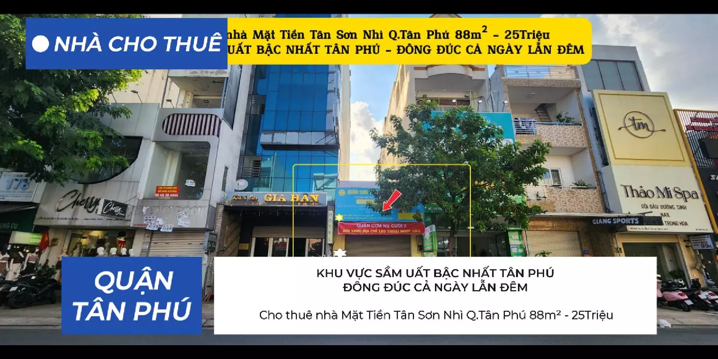 Cho Thuê Nhà Mặt Tiền Tân Sơn Nhì Q.Tân Phú 88m², 25Triệu, KHU VỰC SẦM UẤT BẬC NHẤT TÂN PHÚ