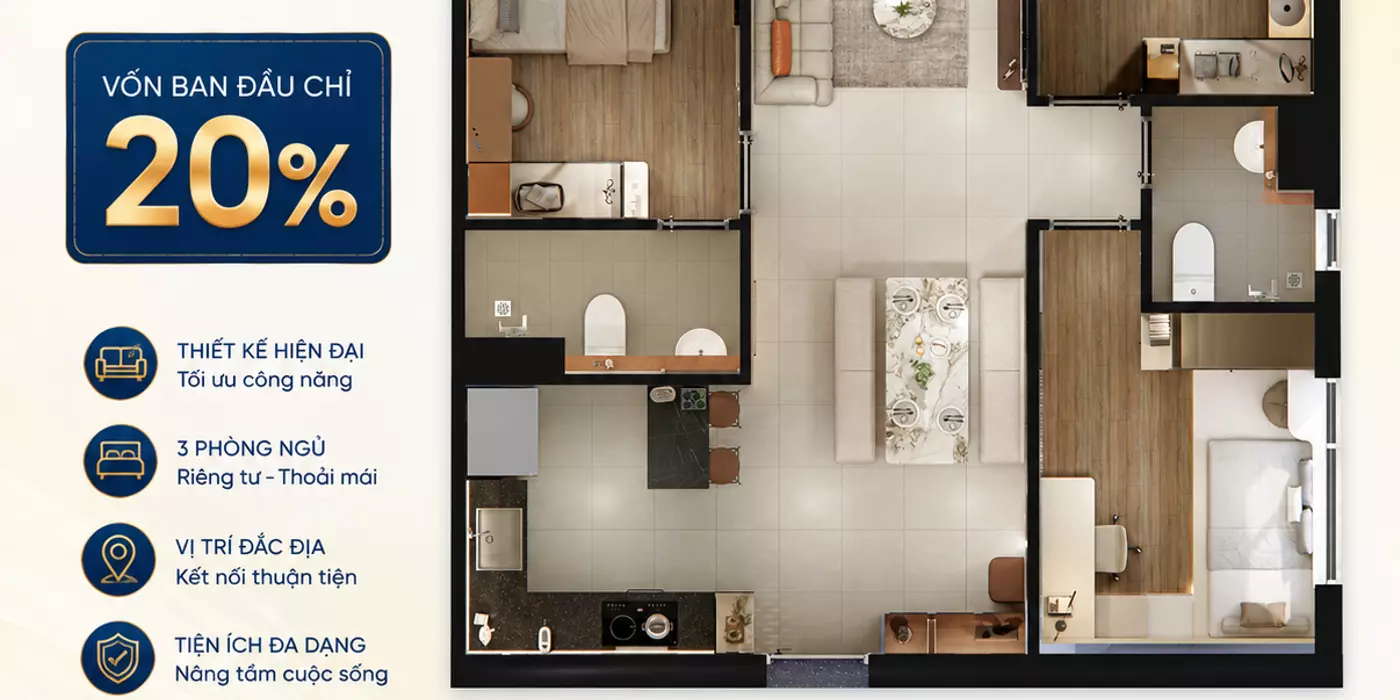 Bán căn hộ ngộp chính chủ 3PN 3WC mặt tiền QL13