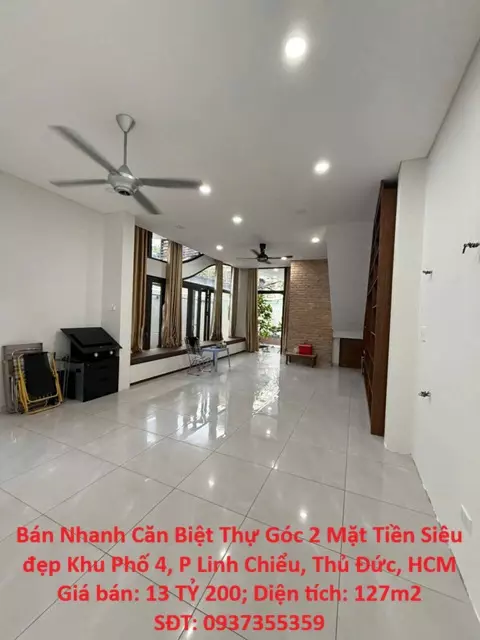Bán Nhanh Căn Biệt Thự Góc 2 Mặt Tiền Siêu đẹp Khu Phố 4, P Linh Chiểu, Thủ Đức, HCM