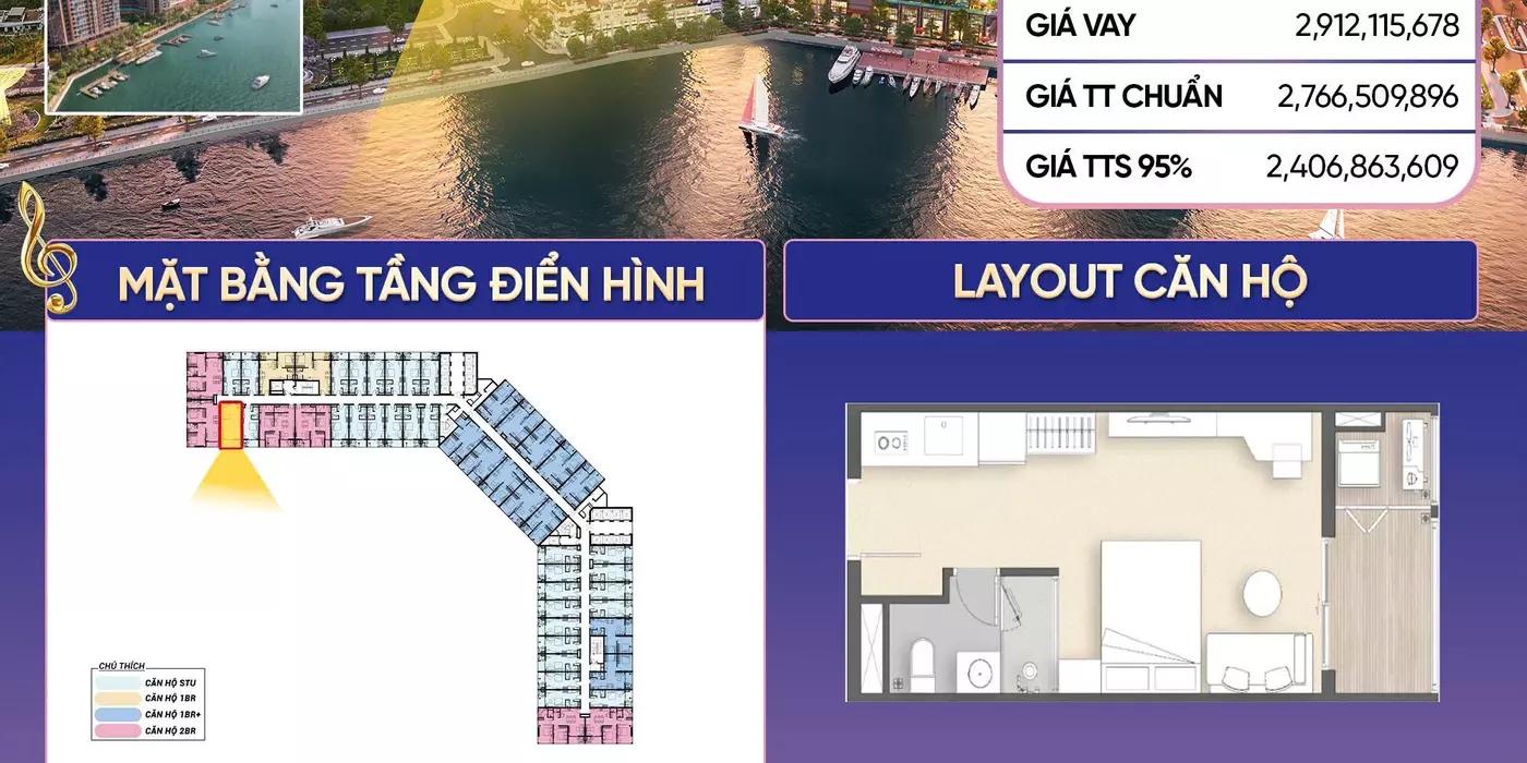 Bán căn Studio view sông view pháo hoa thuộc dự án Sun Symphony 5 ven sông Hàn