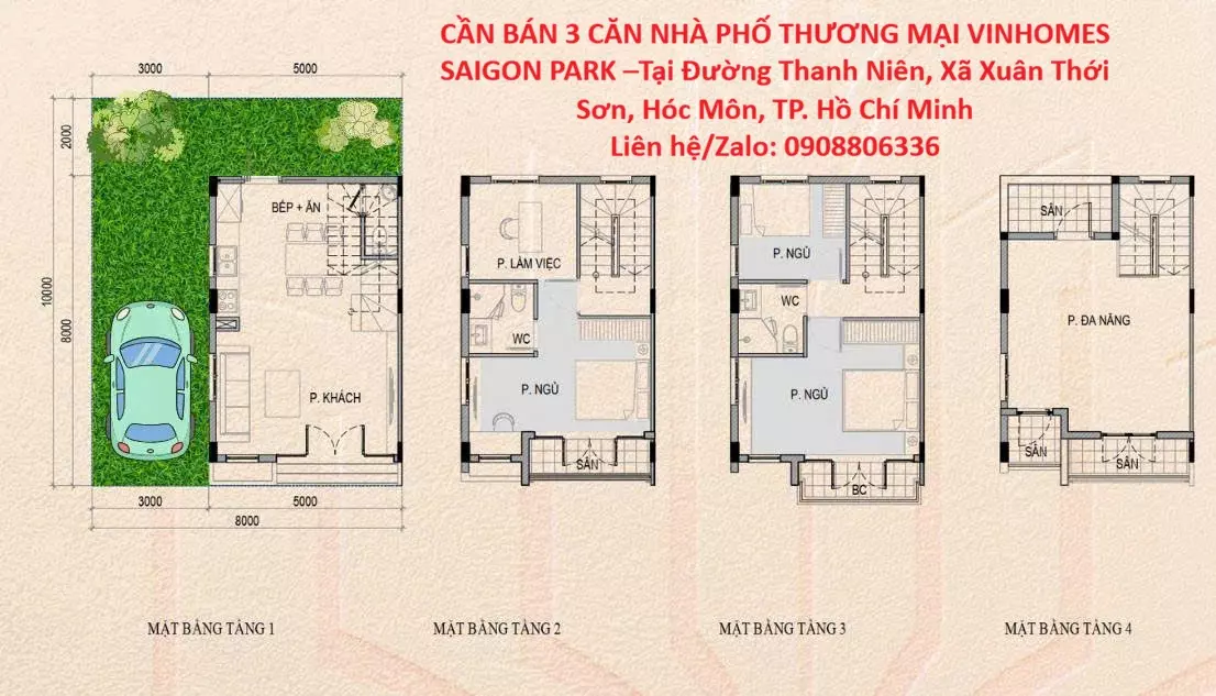 CẦN BÁN 3 CĂN NHÀ PHỐ THƯƠNG MẠI VINHOMES SAIGON PARK –Tại Đ. Thanh Niên, X.Xuân Thới Sơn, Hóc Môn