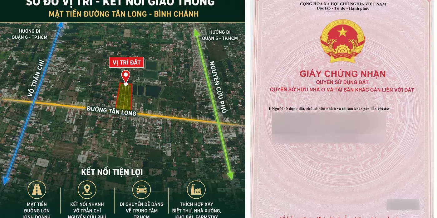 Quỹ Đất Vàng 7800m2  Mặt Tiền Tân Long - Bình Chánh - Giá Chỉ 60 Tỷ