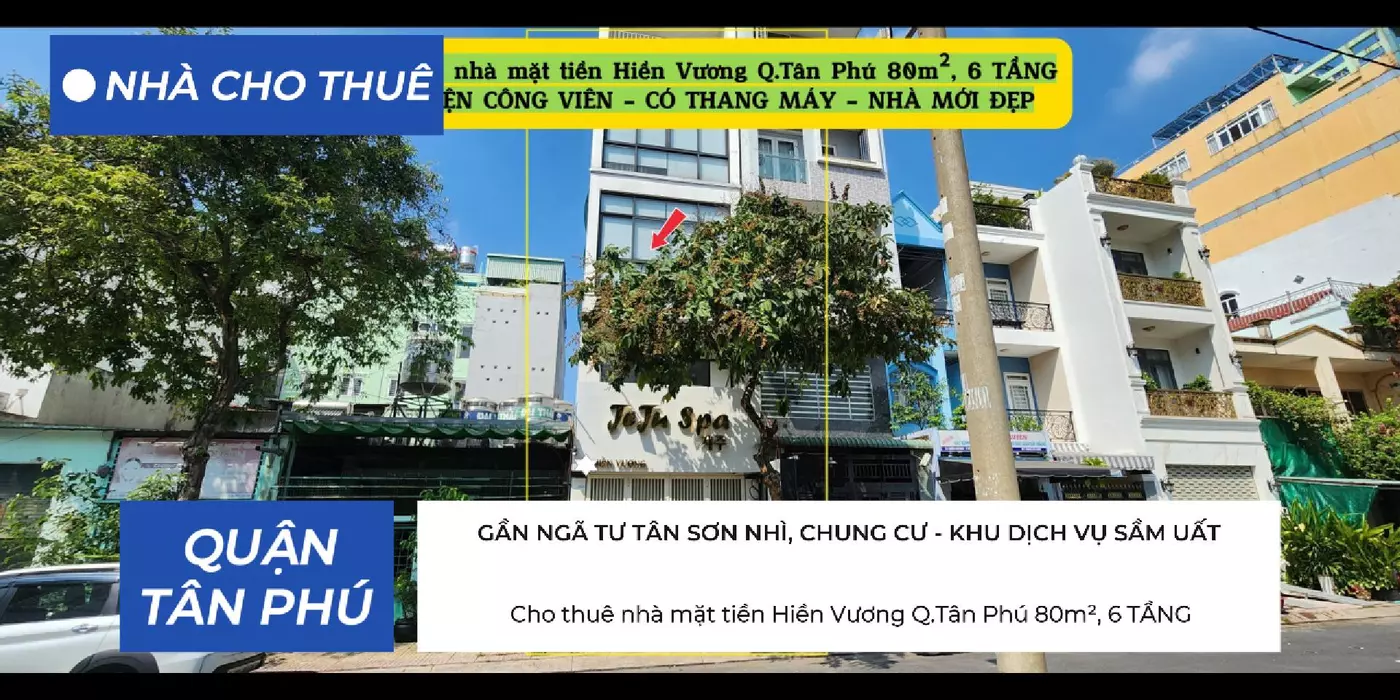 Cho thuê nhà mặt tiền Hiền Vương Q.Tân Phú 80m², 6 TẦNG