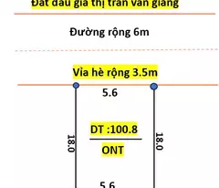 Bán 2 lô đất đấu giá gần vòng xuyến văn giang diên tích 100.8m, 100m co vỉa hè