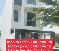 Bán Nhà 1 Trệt 2 Lầu Chính Chủ Mới Xây (5x26m) Mặt Tiền Tại Thị trấn Đức Hòa, Tỉnh long an