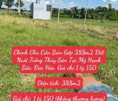 Chính Chủ Cần Bán Gấp 388m2 Đất Nuôi Trồng Thủy Sản Tại Mỹ Hạnh Bắc, Đức Hòa, Giá chỉ 1 tỷ 150